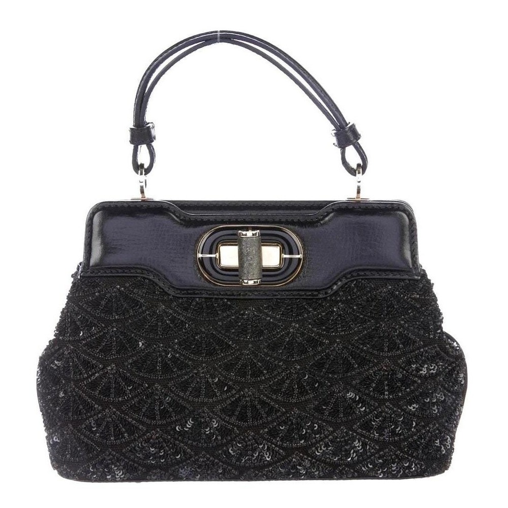 BVLGARI Bulgari Mini Embellished Isabella Rossellini Satchel Black Sequin Italy